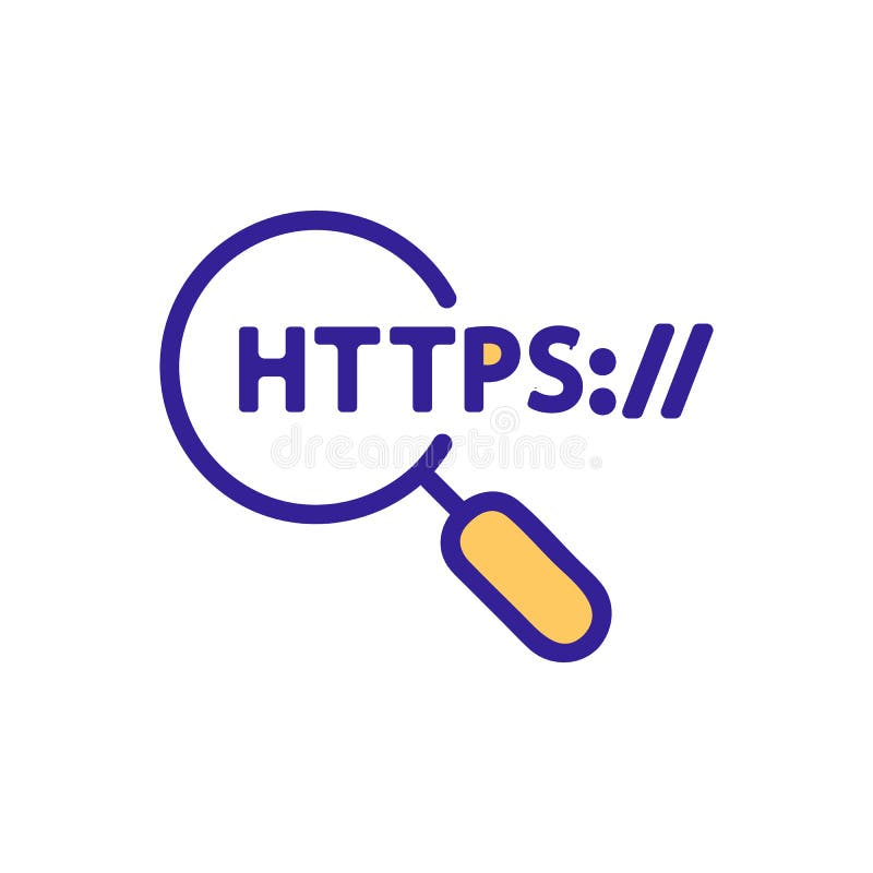 Https协议矢和载体. 被隔离的轮廓标志说明 向量例证