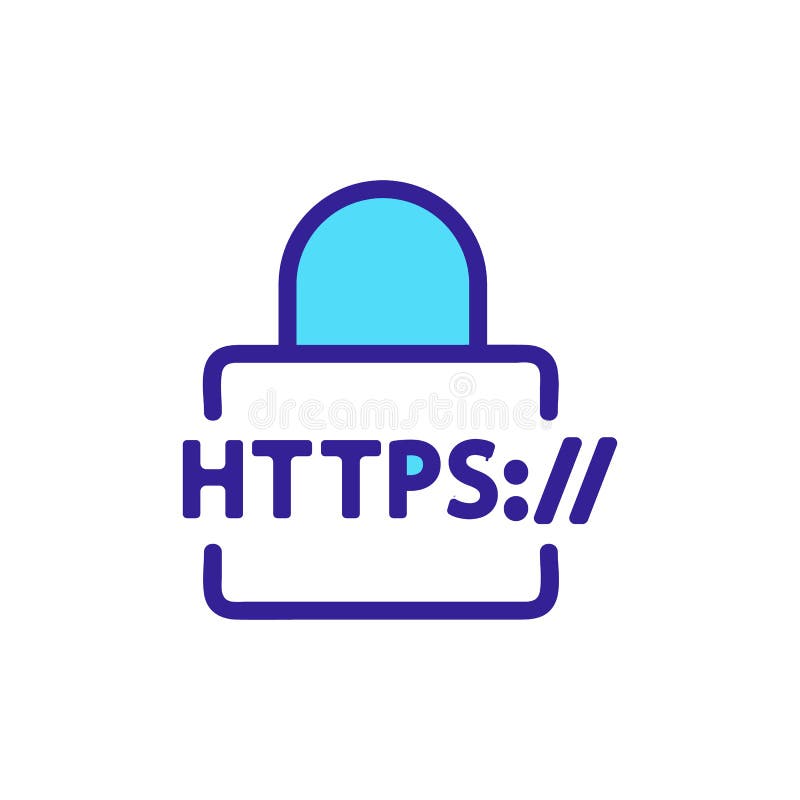 Https协议矢和载体. 被隔离的轮廓标志说明 库存例证