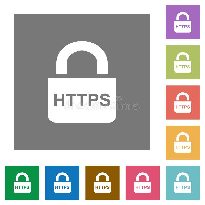 安全https协议方形平面图标 皇族释放例证