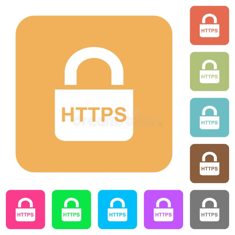 安全https协议四舍五入的平面图标 向量例证