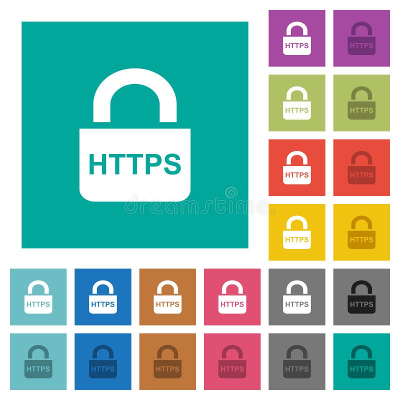 安全https协议方形平面多色图标 向量例证
