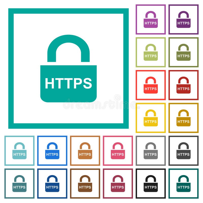 安全https协议平面颜色图标（象限帧） 库存例证