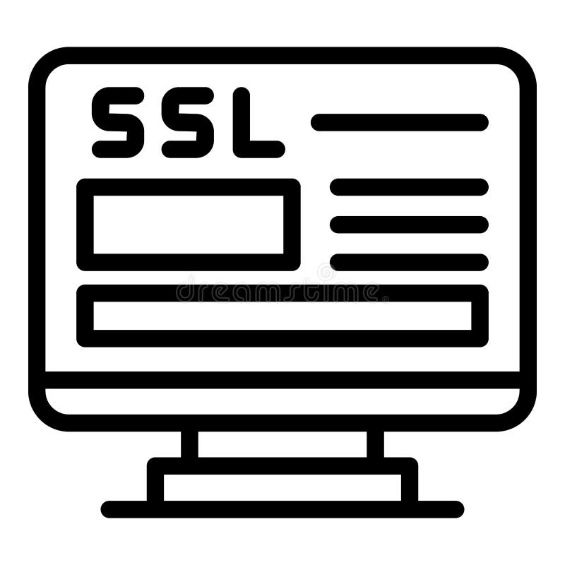 Https证书图标大纲样式 向量例证