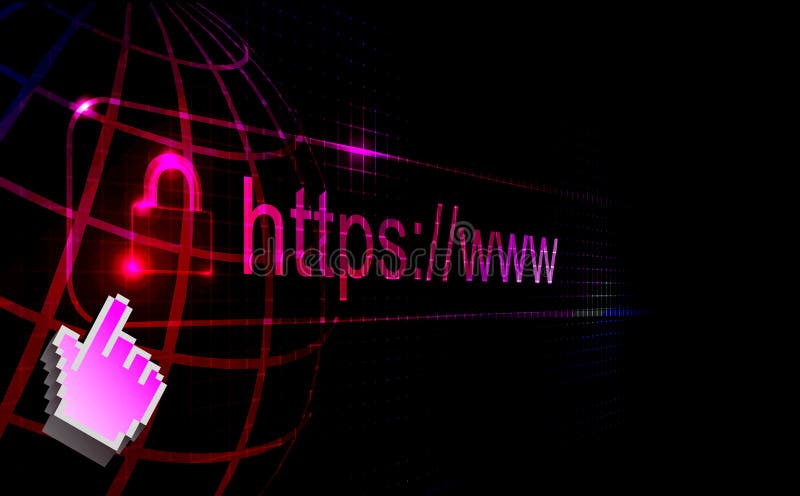 Https protected web page. On black background. Https security vectors