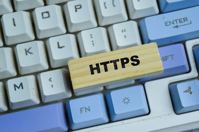 Концепция текста HTTPS – Протокол передачи гипертекста Secure на деревянных блоках иллюстрация вектора