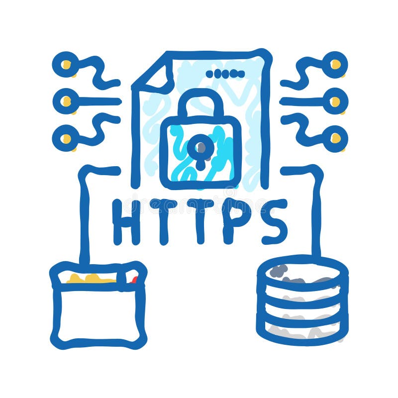 Https seo图标涂鸦插图 库存例证