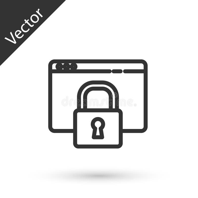 γκρι γραμμή ασφαλίζει την τοποθεσία σας με το εικονίδιο https ssl απομονωμένο σε λευκό φόντο. πρωτόκολλο επικοινωνίας internet. δι διανυσματική απεικόνιση