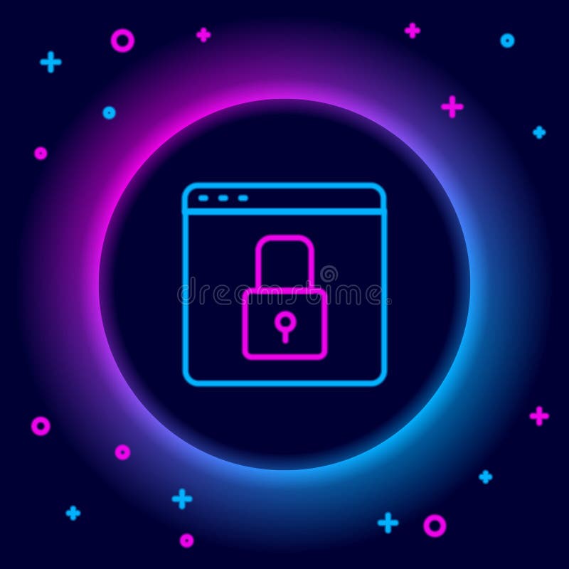 светящаяся неоновая линия защищает сайт с помощью значка https ssl, изолированного на черном фоне. протокол интернет-связи бесплатная иллюстрация