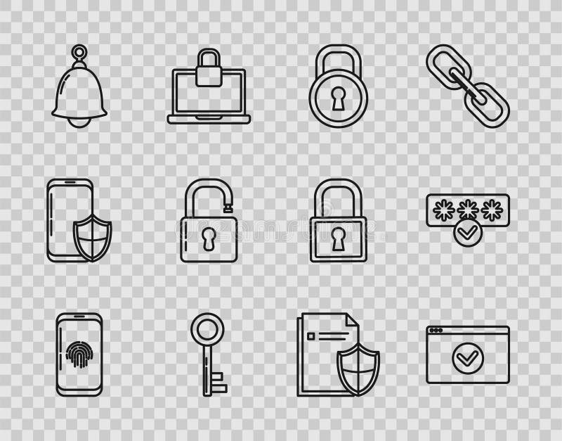 установить смартфон линии с помощью сканера отпечатков пальцев защищайте сайт https ssl ключ блокировки звонок звонок звонок откры бесплатная иллюстрация