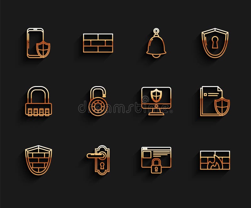 установить защитный щит с помощью кирпича защитная стена смартфонный щит защитить ваш сайт https ssl брандмауэр иллюстрация штока