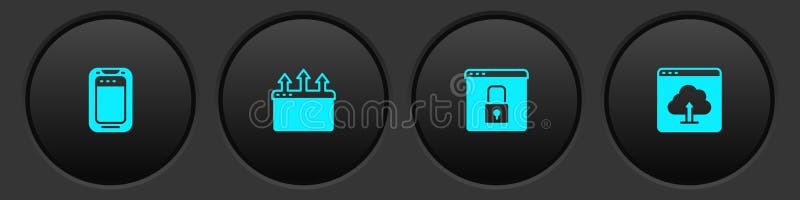 установить окно обозревателя мобильных телефонов для защиты сайта с помощью значка отправки облака и https ssl. вектор иллюстрация вектора
