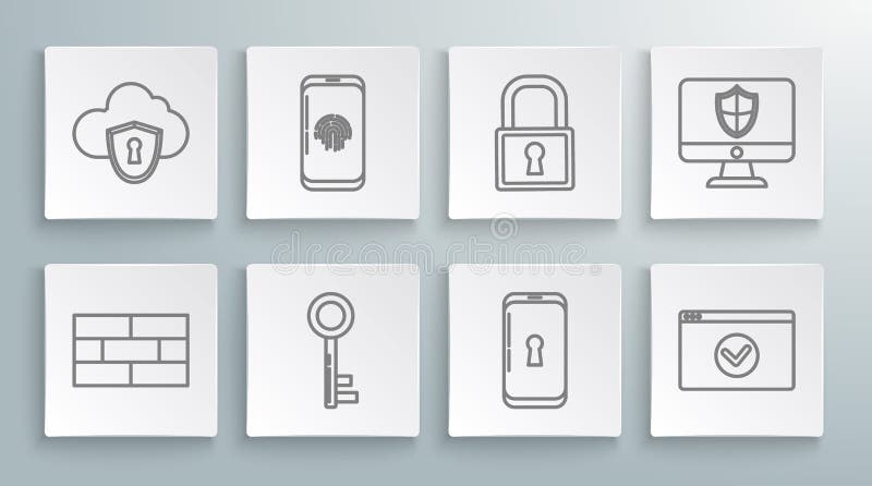 установить линейные кирпичи смартфон с ключом сканера отпечатков пальцев блокировка защищенный монитор компьютера https ssl блокир бесплатная иллюстрация