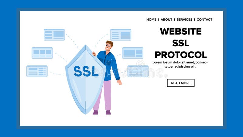 موقع ويب HTTPS بروتوكول SSL متجه رسم توضيحي خالي من الحقوق