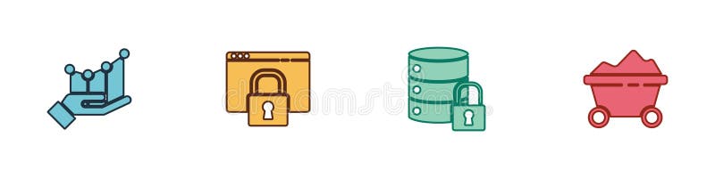 Инфографика круговой диаграммы, Защитите свой сайт с помощью HTTPS, SSL, замка безопасности сервера и значка вагона угольной шахты иллюстрация штока