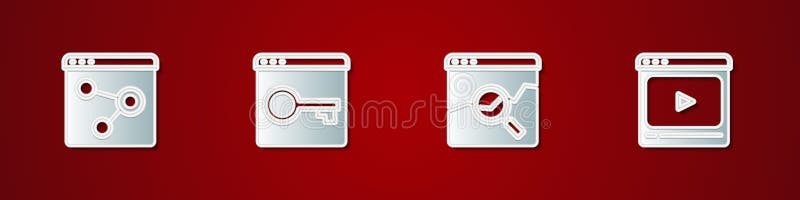 Задать окно браузера Защитите свой сайт с HTTPS SSL интернет-запасов и онлайн играть видео значок. Вектор иллюстрация штока