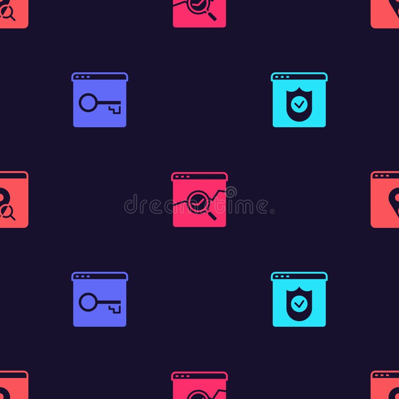 Настройка браузера со щитом, Защитите свой сайт через HTTPS, SSL, Фондовый рынок и инфографика карты города на бесшовном паттерне иллюстрация штока