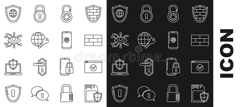 使用https ssl bricks安全组合锁轮球键眼扫描来设置行sd卡和盾牌保护您的站点 皇族释放例证