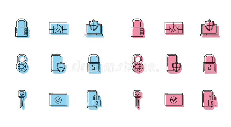 设置行密钥以保护您的站点，https ssl安全组合锁智能手机已关闭挂锁安全防护锁 向量例证