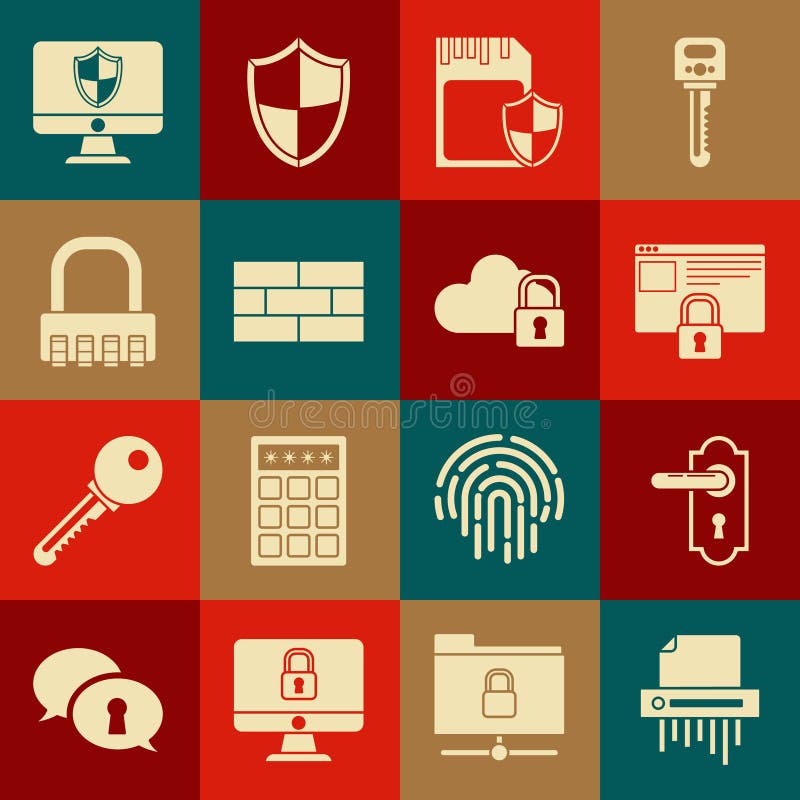 使用https ssl sd卡防护砖安全组合，设置碎纸机机密门把手 皇族释放例证