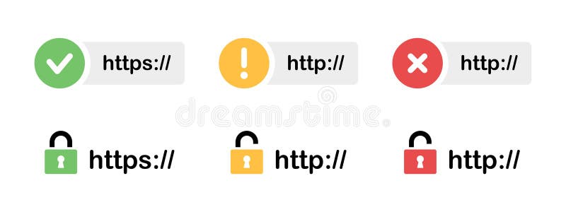 HTTPS网站URL安全图标。网络保护和隐私符号。域名安全矢量图。SSL证书 皇族释放例证