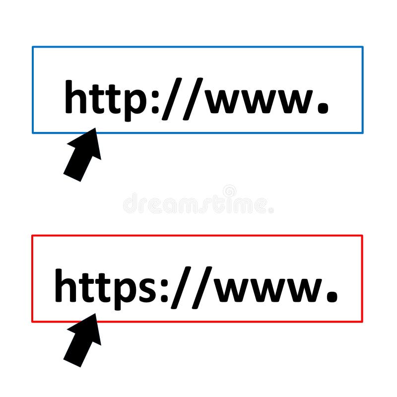 黑色箭头指向白色背景中的 http 或 https 符号.