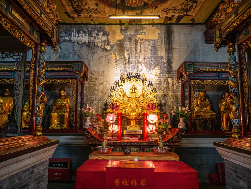 Hualin Buddhist Temple on Hualin jade street market in guangzhou city China.