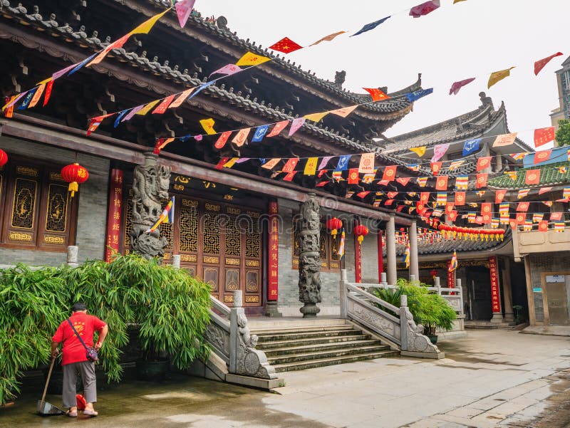 Hualin Buddhist Temple on Hualin jade street market in guangzhou city China.