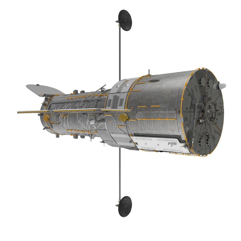 Hubble Space Telescope Isolated on White Backgrouns. 3D Illustration