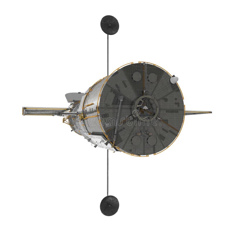 Hubble Space Telescope Isolated On White Backgrouns. 3D Illustration