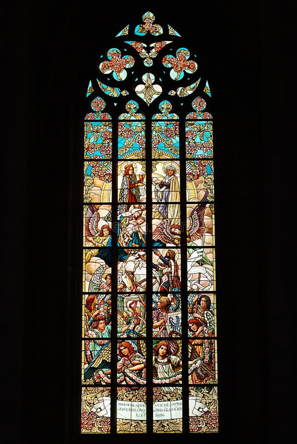 Stained glass window in old church. Stained glass window in old church