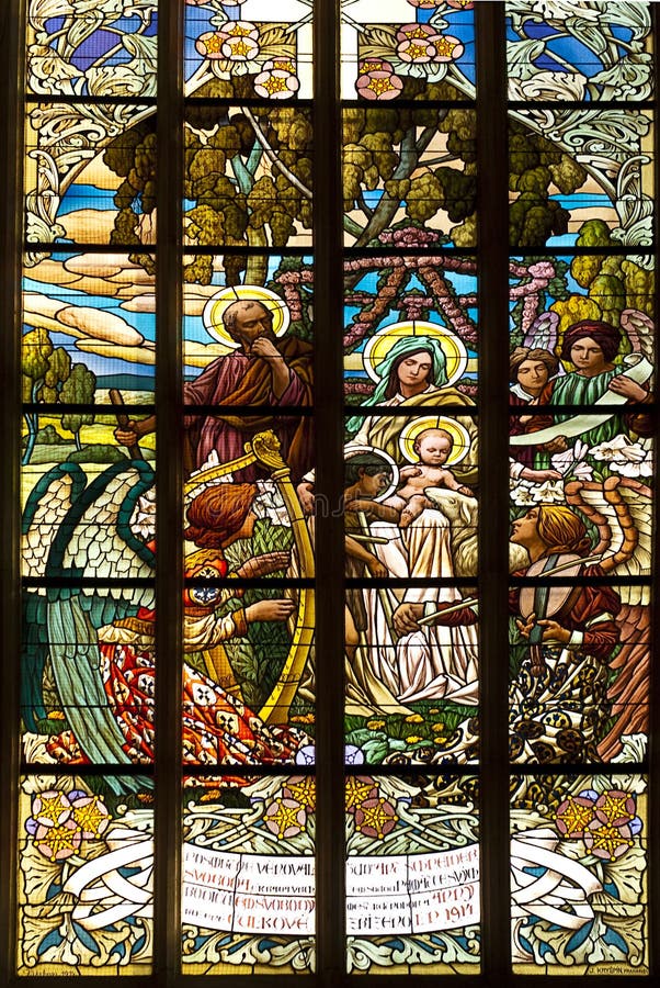 Stained glass window in old church. Stained glass window in old church