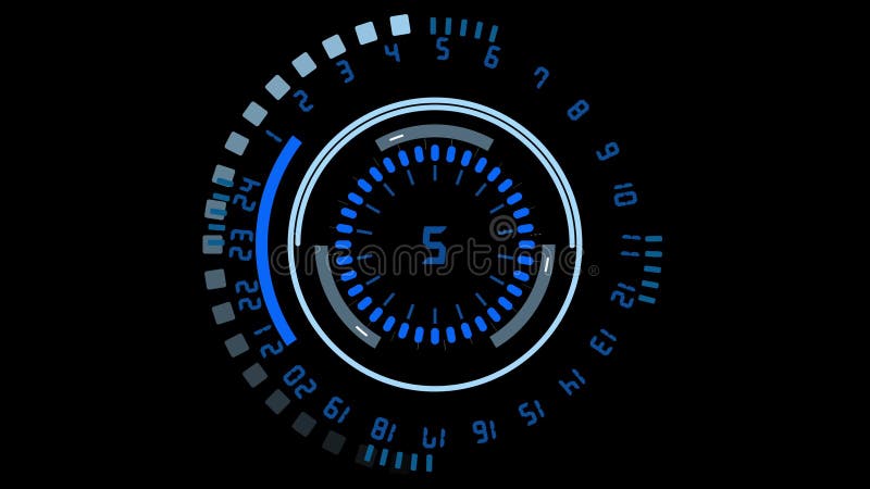 Animație hud. bara cercului de încărcare pe ecran negru. descărcare de la 10 la 0. video de numărare inversă 4k. vector illustration