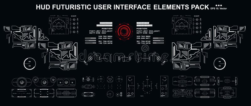 HUD elements mega set pack. Dashboard display virtual reality technology screen. Futuristic user interface. vector illustration