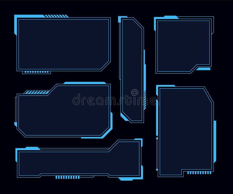 Hud frames. Futuristic modern user interface elements, hud control panel. High tech screen digital hologram window royalty free illustration