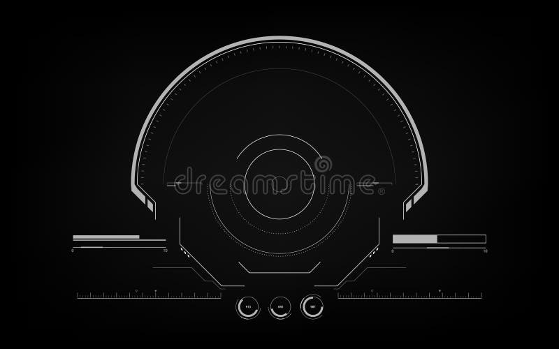 HUD Futuristic Interface Screen Design Element. UI Technology Virtual Reality View Display Object Vector vector illustration