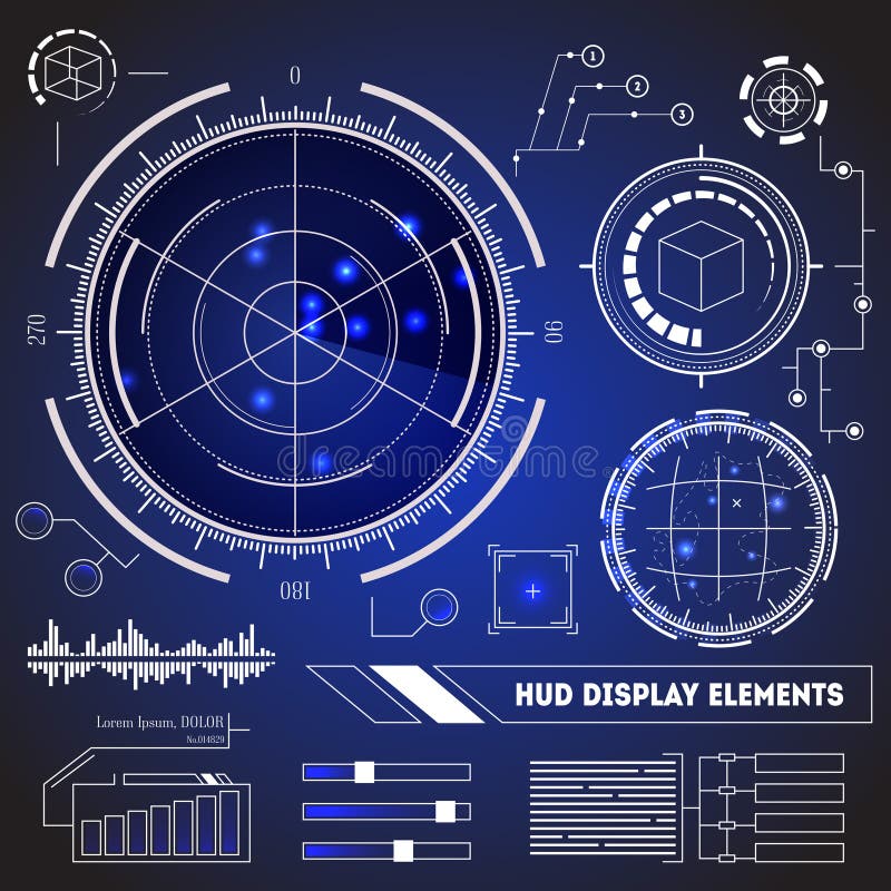 HUD Futuristic Technology Display Element uppsättning vektor royaltyfri illustrationer