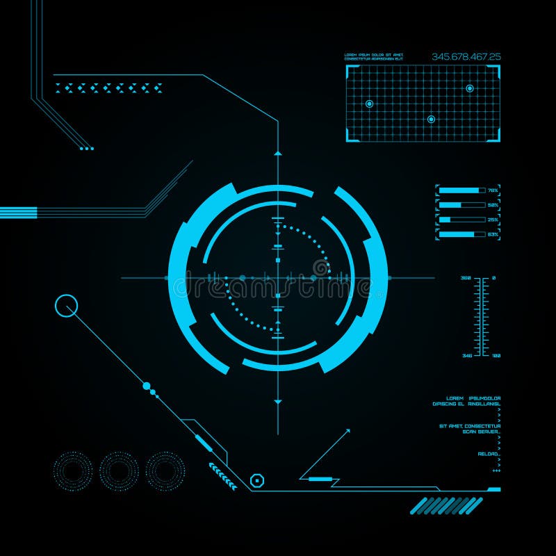 HUD and GUI set. Futuristic User Interface. stock illustration