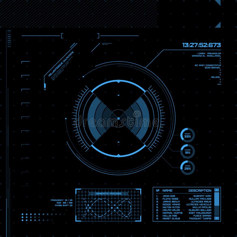 HUD and GUI set. Futuristic User Interface. stock illustration