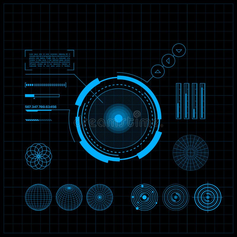 HUD and GUI set. Futuristic User Interface. stock illustration
