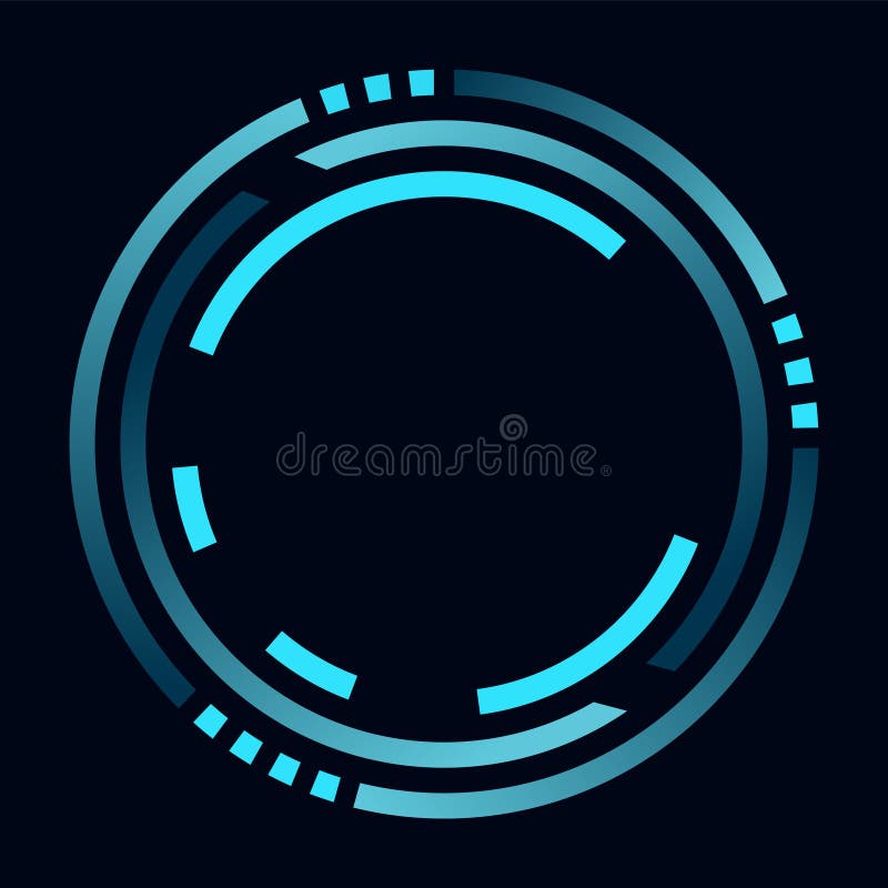 Hud round frame or border, sci fi circular neon element for digital ui game interface. Futuristic data UI display button vector illustration