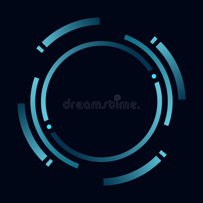 Hud round frame or border, sci fi circular neon element for digital ui game interface. Futuristic data UI display button stock illustration