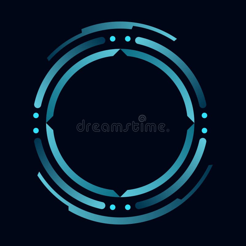 Hud round frame or border, sci fi circular neon element for digital ui game interface. Futuristic data UI display button vector illustration