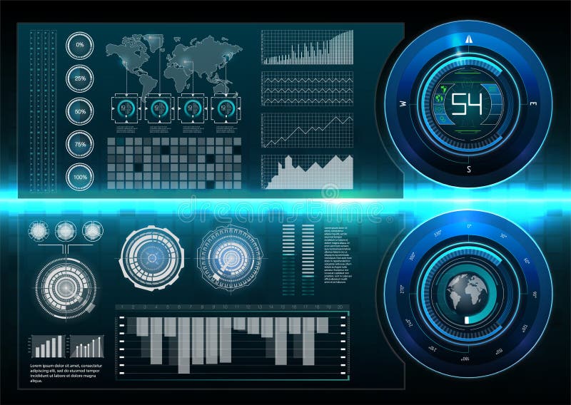 HUD style. Big hud sets. Vector science abstract. Vector illustration. Futuristic user interface. Sky-fi HUD. Set abstract HUD el royalty free illustration HUD style. Big hud sets. Vector science abstract. Vector illustration. Futuristic user interface. Sky-fi HUD. Set abstract HUD el royalty free illustration