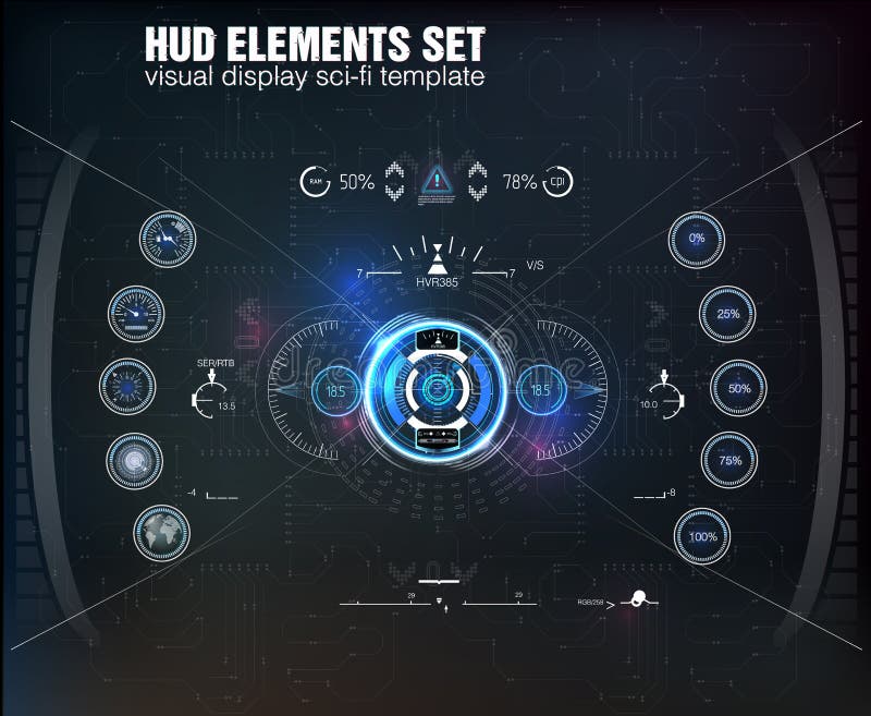 HUD UI. Abstract virtual graphic touch user interface. Infographic. Vector science abstract. Vector illustration. Futuristic user interface.Graphic display royalty free illustration HUD UI. Abstract virtual graphic touch user interface. Infographic. Vector science abstract. Vector illustration. Futuristic user interface.Graphic display royalty free illustration