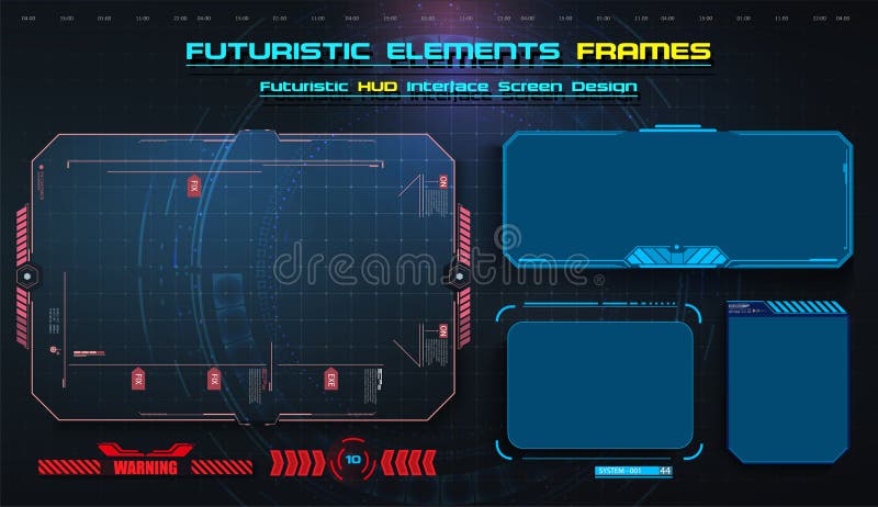 HUD, UI,UX GUI futuristic user interface screen elements set. High tech screen for video game. Sci-fi concept design vector illustration