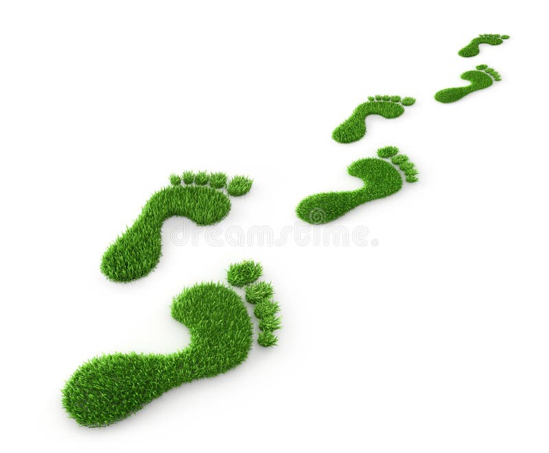 Huellas de la hierba verde - ejemplo de la ecología 3D libre illustration Huellas de la hierba verde - ejemplo de la ecología 3D libre illustration