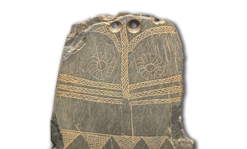 Late Neolithic engraved slate plaque, Huelva, Spain royalty free stock photography Late Neolithic engraved slate plaque, Huelva, Spain royalty free stock photography