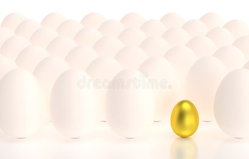 Huevo de oro en filas de huevos ilustración del vector Huevo de oro en filas de huevos ilustración del vector