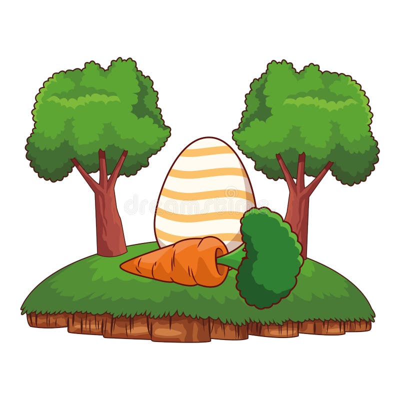 Huevo de Pascua colorido con los árboles del marco del fondo de la naturaleza de la zanahoria stock de ilustración Huevo de Pascua colorido con los árboles del marco del fondo de la naturaleza de la zanahoria stock de ilustración