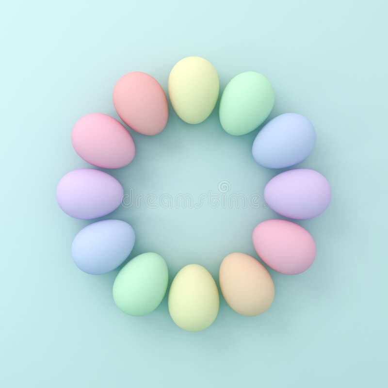 Huevos coloridos de Pascua sobre fondo verde claro color pastel con sombras y espacio en blanco idea creativa mínima día de Pascua stock de ilustración
